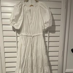 Ulla Johnson Olina Puff-Sleeve Midi-Dress Size 8
